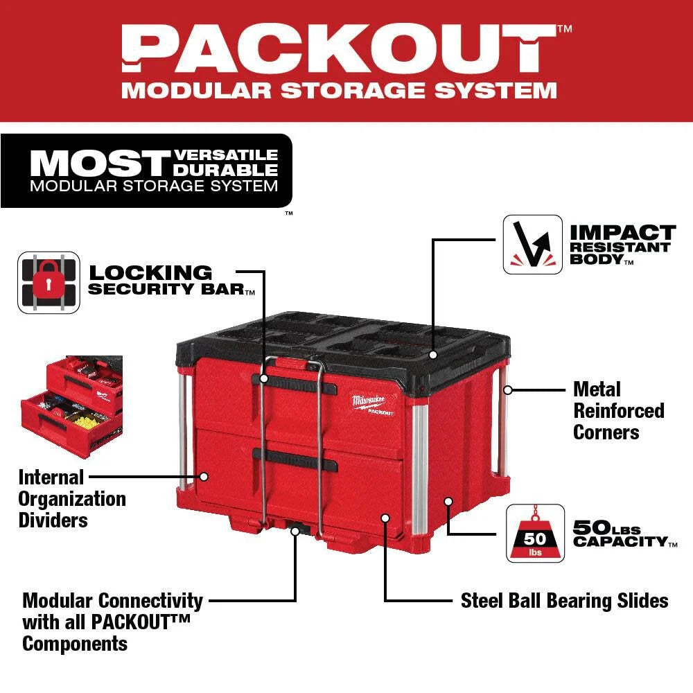 PACKOUT 22 in. 2-Drawer Tool Box with Metal Reinforced Corners | 48-22-8442 - Cable Connection & Supply 