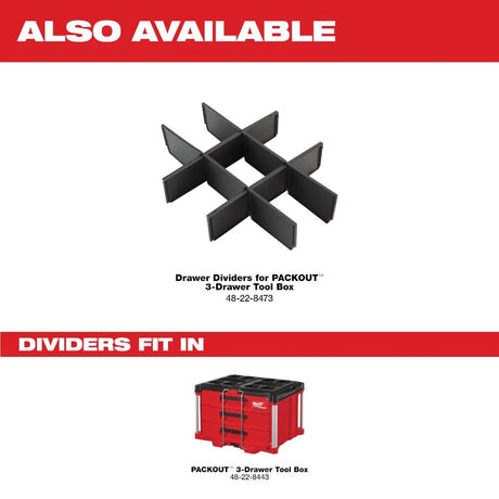 PACKOUT 22 in. Modular 3-Drawer Tool Box with Metal Reinforced Corners | 48-22-8443 - Cable Connection & Supply 