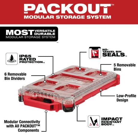 PACKOUT 5-Compartment Low-Profile Compact Small Parts Organizer | 48-22-8436 - Cable Connection & Supply 