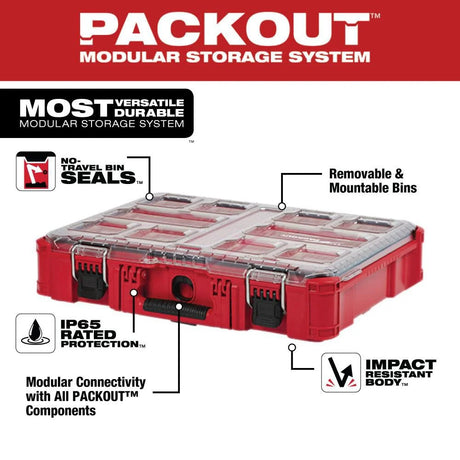 PACKOUT 11-Compartment Impact Resistant Portable Small Parts Organizer | 48-22-8430 - Cable Connection & Supply 