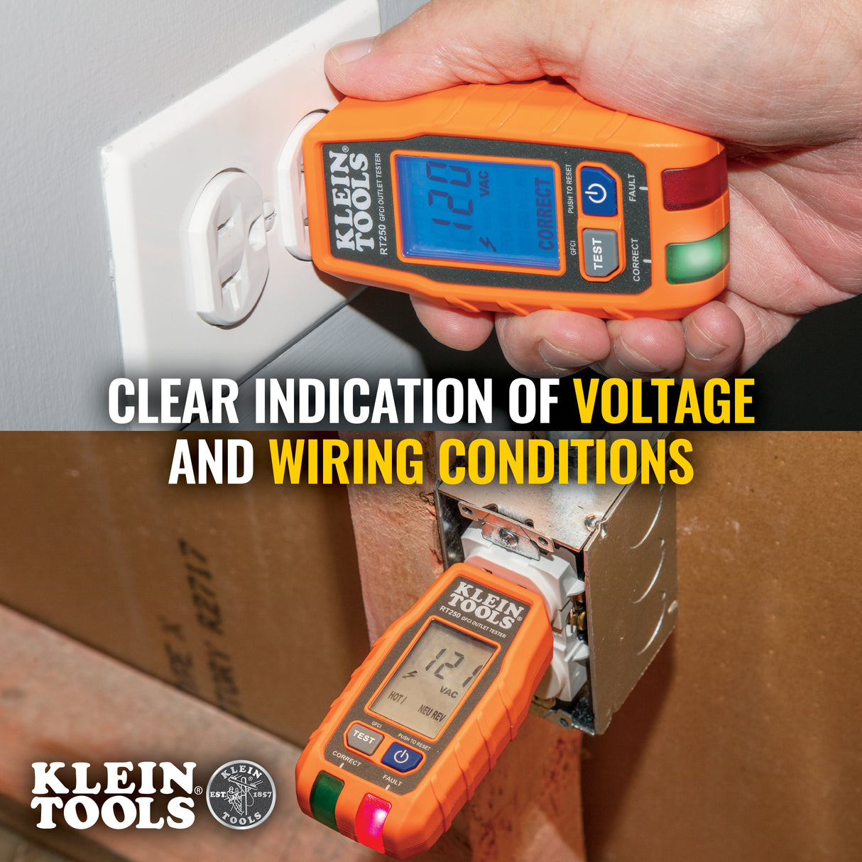 GFCI Receptacle Tester with LCD | RT250 - Cable Connection & Supply 
