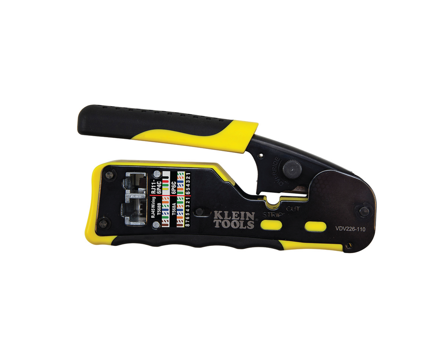 Ratcheting Ethernet Cable Crimper / Stripper / Cutter, for Pass-Thru™ | VDV226-110 - Cable Connection & Supply 