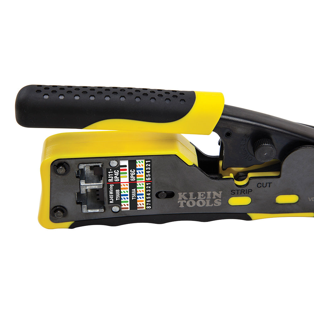 Ratcheting Ethernet Cable Crimper / Stripper / Cutter, for Pass-Thru™ | VDV226-110 - Cable Connection & Supply 