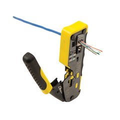 Ratcheting Ethernet Cable Crimper / Stripper / Cutter, for Pass-Thru™ | VDV226-110 - Cable Connection & Supply 