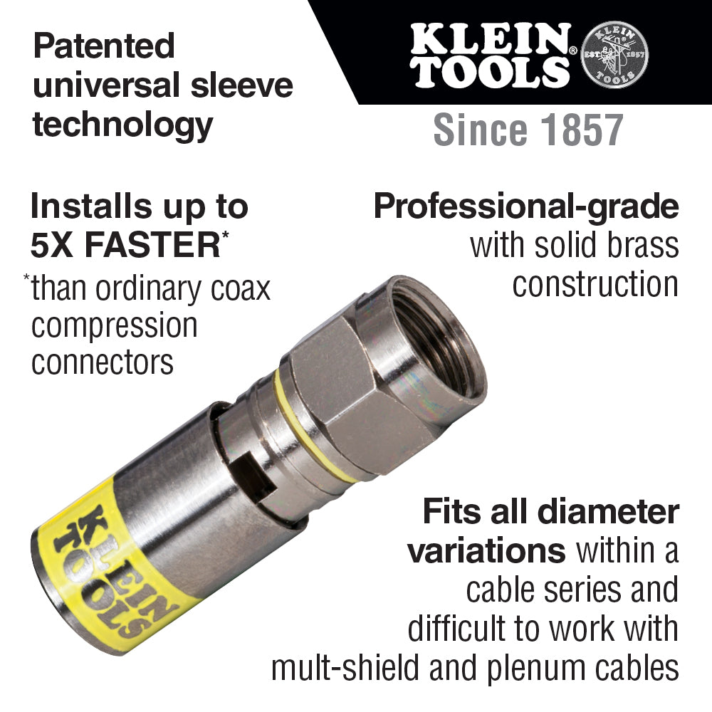 Universal F Compression Connectors RG6/6Q 50-Pack | VDV812-612 - Cable Connection & Supply 