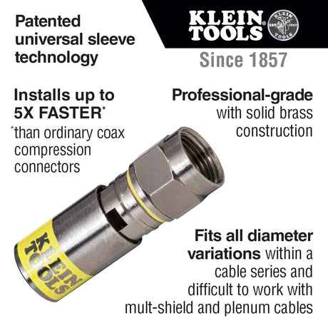 Universal F Compression Connectors RG6/6Q 50-Pack | VDV812-612 - Cable Connection & Supply 
